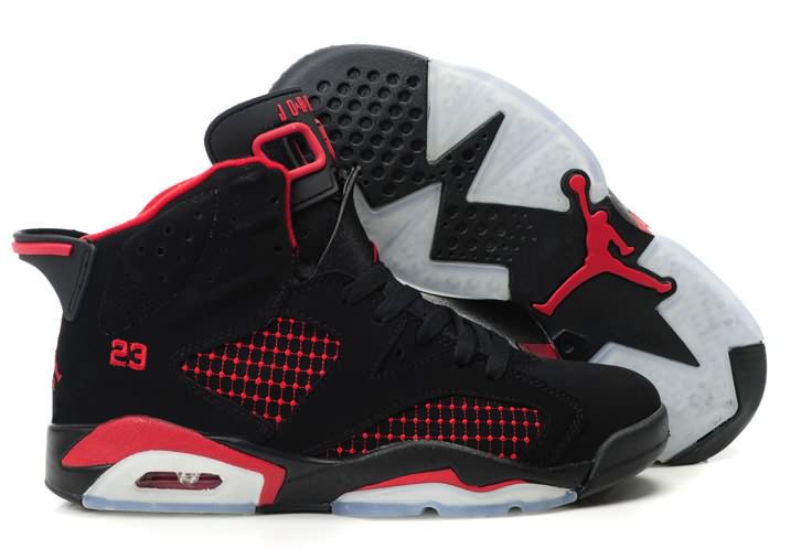 Hot Womens Air Jordan 6 (VI) Embroidery Black Red